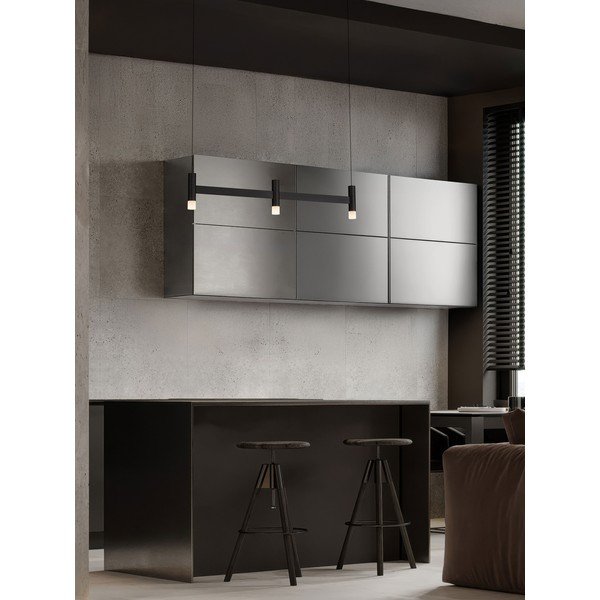 Lampadario LED nero opaco in alluminio con paralume in vetro acrilico con intensità regolabile Poetic – Nova Luce-image-1