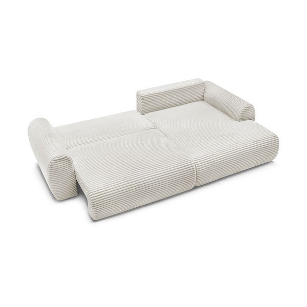 Divano angolare color crema allungabile (con penisola a destra) con rivestimento in velluto a coste Lucien – Bobochic Paris-image-4