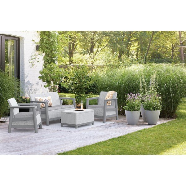Set di mobili da giardino grigio chiaro per 4 persone Scandi Linea – Keter-image-1
