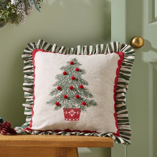 Cuscino decorativo a tema natalizio 45x45 cm Frilled Christmas Tree – Catherine Lansfield-image-1