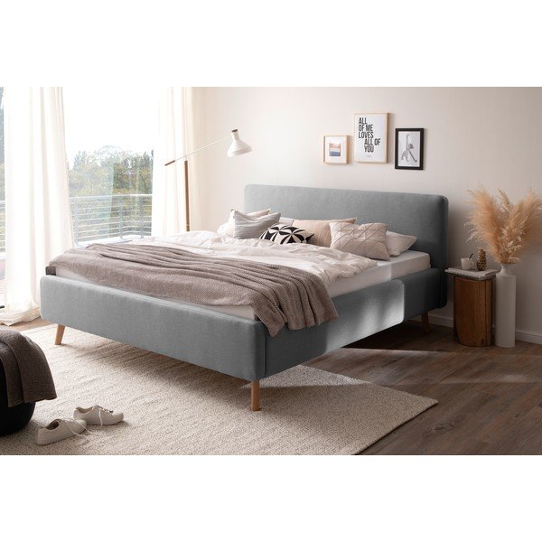 Letto matrimoniale imbottito grigio con contenitore con rete inclusa 180x200 cm Mattis – Meise Möbel-image-1