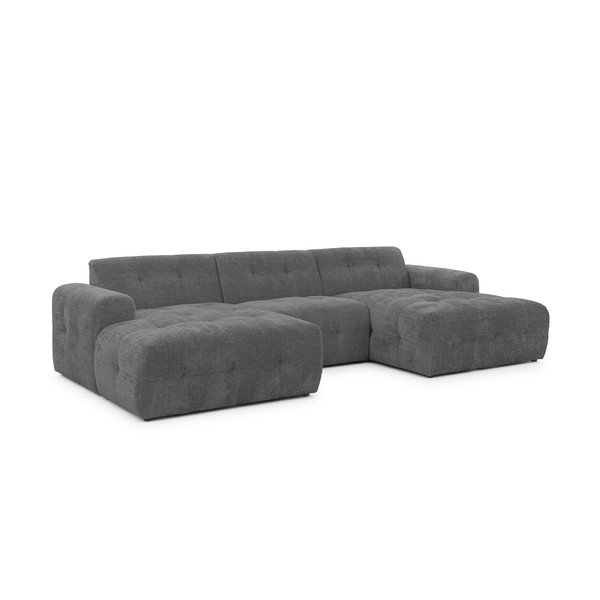 Divano angolare grigio scuro (a U/con chaise lounge) Melva – Ropez