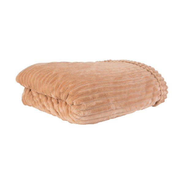 Plaid di velluto beige a coste, 150 x 200 cm Big Ribbed - PT LIVING-image-2