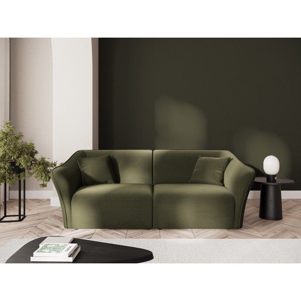Divano verde con rivestimento in velluto 206 cm Tokyo – Cosmopolitan Design-image-1