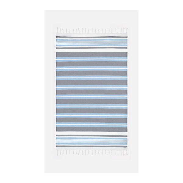 Modro-šedá osuška s příměsí bavlny Kate Louise Cotton Collection Line Blue Grey, 100 x 180 cm
