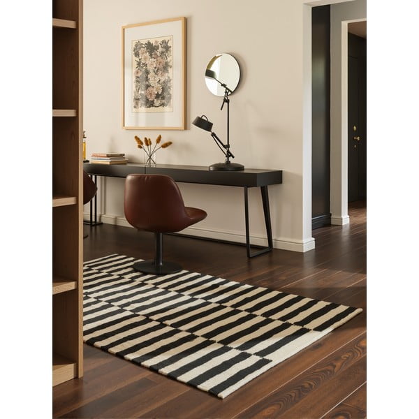 Tappeto bianco e nero in lana reversibile/tessuto a mano 160x230 cm Donna – Hanse Home-image-1