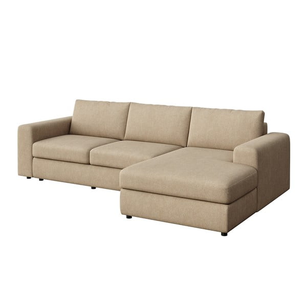 Divano angolare marrone chiaro (con penisola a destra e chaise lounge) rivestito in velluto Baga – Rodier-image-2