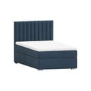 Letto singolo imbottito con contenitore blu scuro con materasso e topper inclusi 90x200 cm Bunny – Ropez