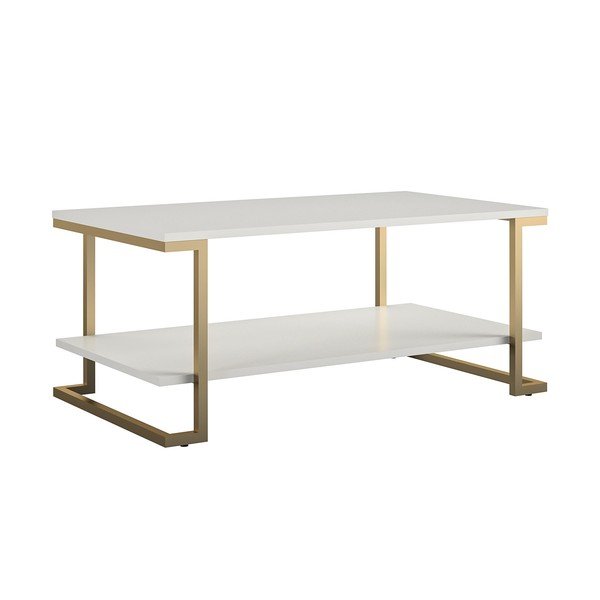 Tavolino in bianco e oro , 106 x 45 cm Camila - CosmoLiving by Cosmopolitan-image-1