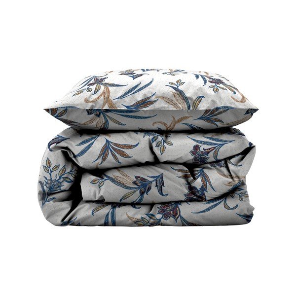 Lenzuolo singolo in cotone sateen blu-beige 140x220 cm Soft Tropic - Södahl