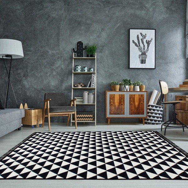 Tappeto bifacciale Apollon in bianco e nero, 80 x 150 cm - Cihan Bilisim Tekstil-image-4