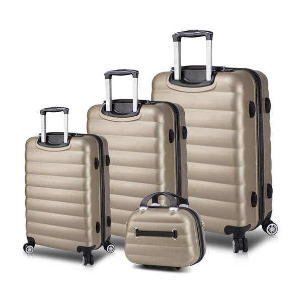My Valice RESSO Travel Set di 3 valigie a rotelle con porte USB e valigia per il trasporto in oro - Myvalice