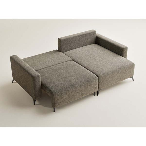 Divano angolare marrone allungabile/con contenitore (con penisola a destra/con chaise lounge) con rivestimento in ciniglia Leon – Maison de Rêve-image-3