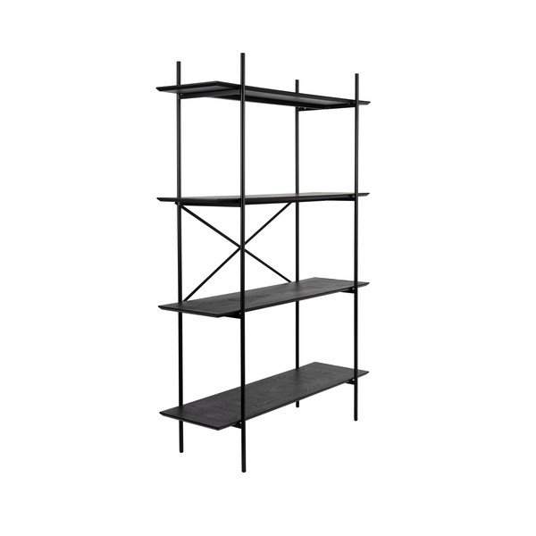 Scaffale nero in metallo 120x180x40 cm Marcio – White Label-image-2