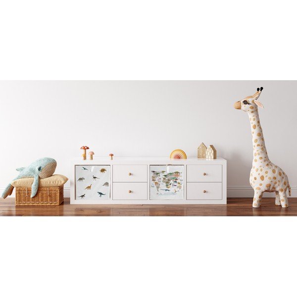 Organizzatore di giocattoli per bambini in tessuto bianco 32x32x32 cm Dino Friends - Butter Kings-image-1