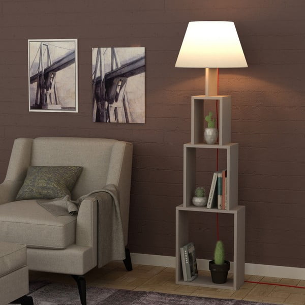 Lampada a stelo con paralume grigio chiaro Tower - Homitis-image-1