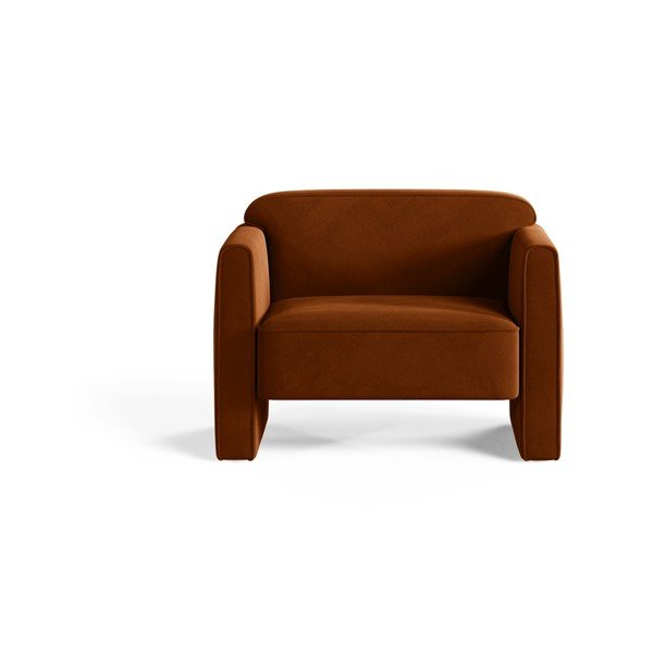Poltrona color terracotta con rivestimento in velluto Abby – Micadoni -image-1