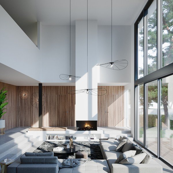 Apparecchio a sospensione nero ø 140 cm Elliot - Sollux-image-4