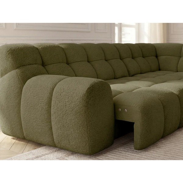 Divano angolare verde allungabile/con movimento relax elettrico (con penisola a destra/a L) Andre – Bobochic Paris-image-4