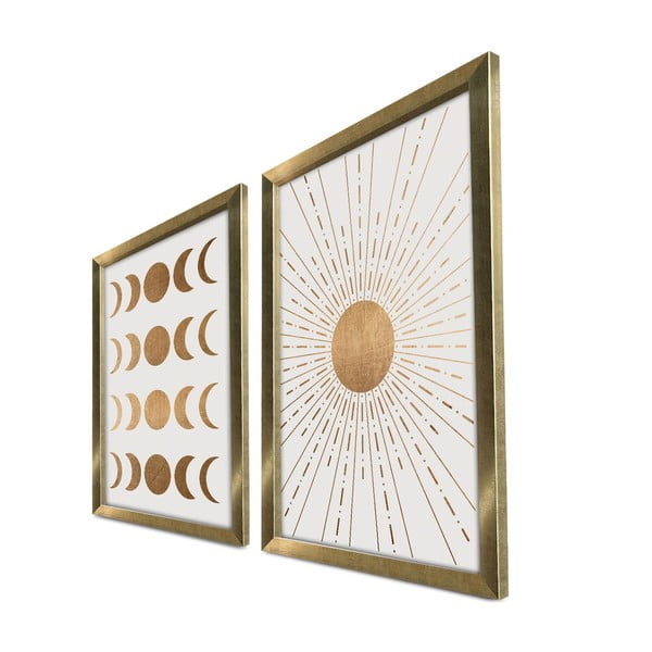 Set di dipinti 2 pz 38x53 cm Moon & Sun – Wallity-image-2