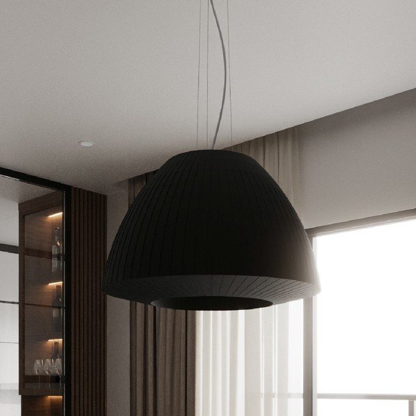 Apparecchio a sospensione nero con paralume in vetro ø 60 cm Soprano - Sollux-image-3