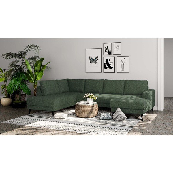 Divano angolare verde scuro (con penisola a sinistra/a U) Fynn – Ghado-image-1