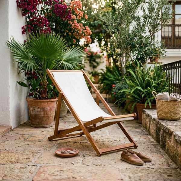 Sdraio da giardino beige/colore naturale scuro in legno massiccio Dionysus – Bonami Essentials-image-1