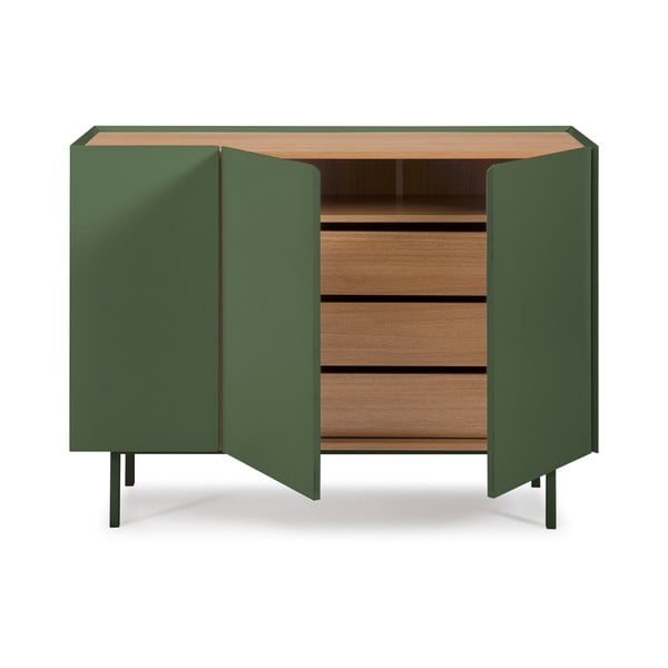 Cassettiera bassa verde effetto rovere 110x85 cm Arista - Teulat-image-3