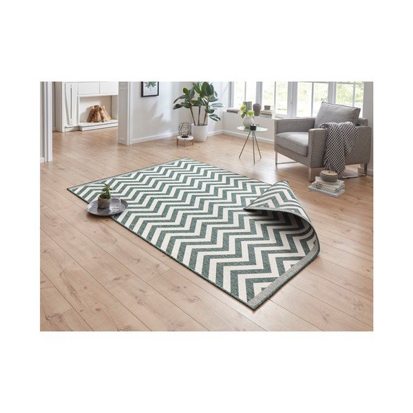 Zeleno-krémový oboustranný vysoce odolný koberec Bougari Twin Supreme Mismo, 170 x 120 cm-image-3
