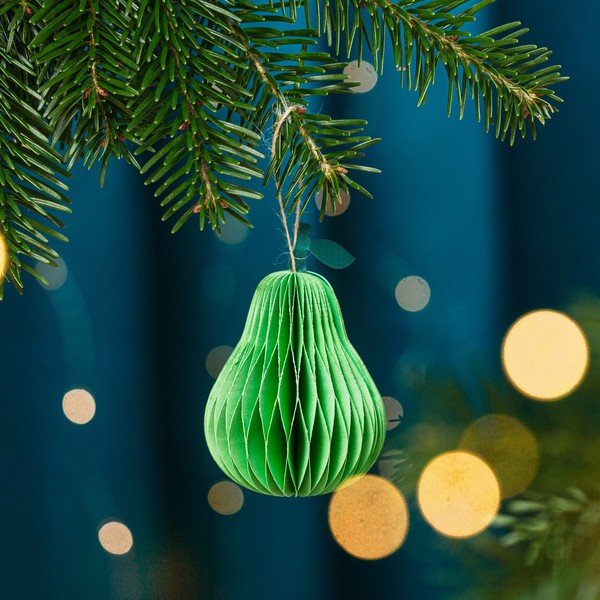 Decorazione per albero di natale in carta fatta a mano ø 7 cm Pear Honeycomb – Sass & Belle-image-1