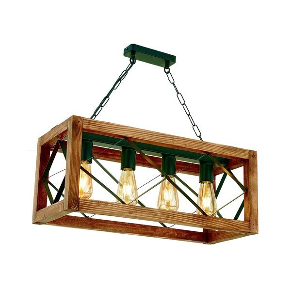 Lampada a sospensione in legno di carpino Zikzak Rustik 4lü - Beacon