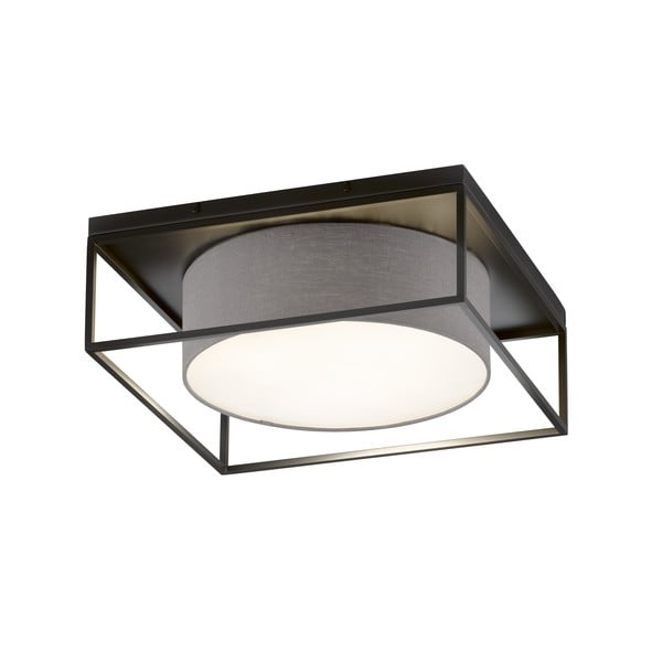 Lampada da soffitto grigio-nera con paralume tessile 60x60 cm Carre - Fischer & Honsel