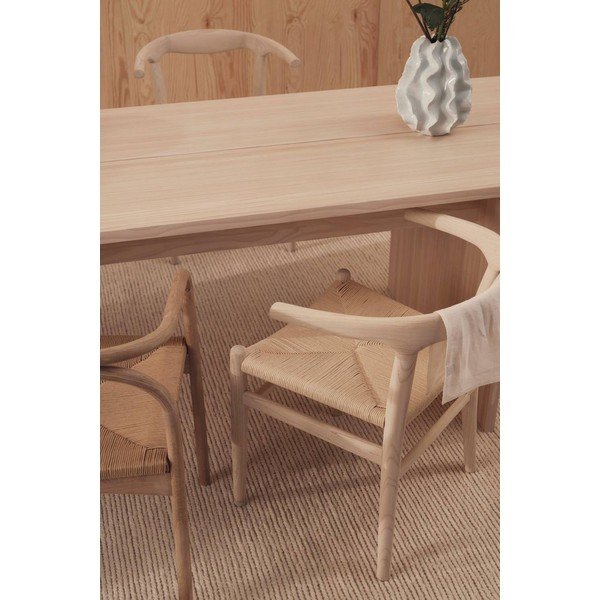 Sedia da pranzo colore naturale chiaro in olmo massiccio con braccioli Nattavaara – Jotex-image-1