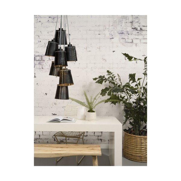 Luce a sospensione per pneumatici riciclati neri per 7 lampadine Amazon Recy - Good&Mojo-image-1