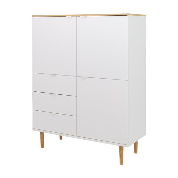 Cassettiera alta in rovere decorata in bianco e naturale 109x137 cm Skagen - Tenzo-image-2