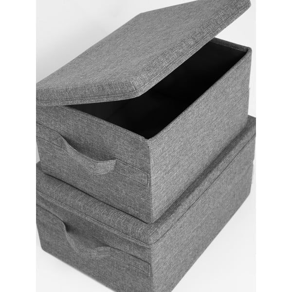Scatola con coperchio grigia in tessuto 45x34x25 cm Soft Storage – Bigso-image-2