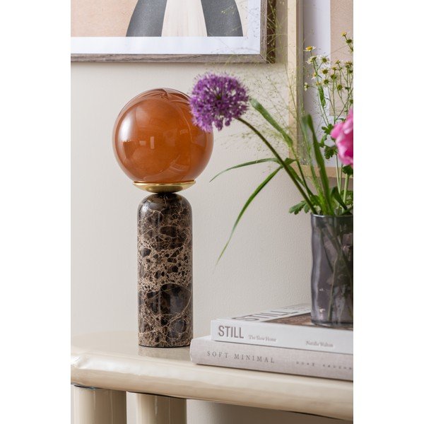 Lampada da tavolo marrone scuro in marmo (altezza totale 38 cm) Lazio Sphere – Leitmotiv-image-2