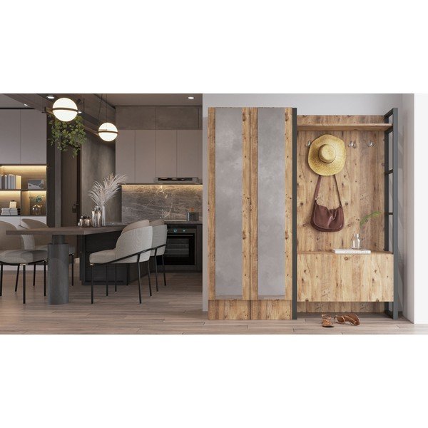 Set da ingresso in legno di pino in colore naturale Yvette - Kalune Design-image-3