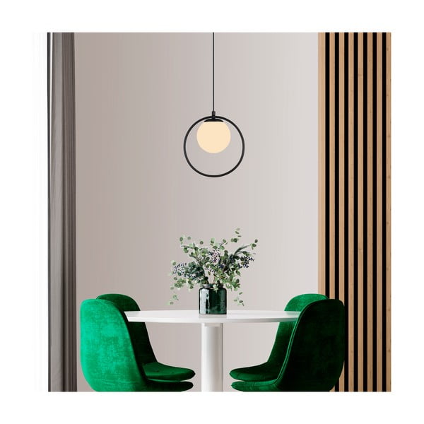 Lampada a sospensione in metallo nero con paralume in vetro ø 15 cm Ates - Squid Lighting-image-3