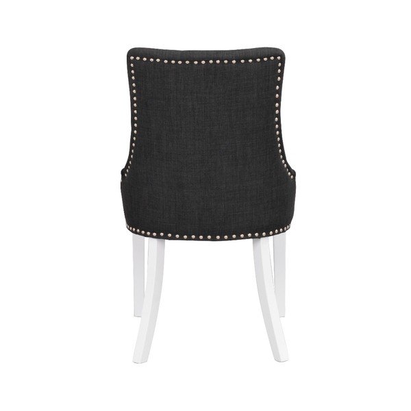 Sedia da pranzo imbottita nera con gambe bianche Vicky - Rowico-image-3