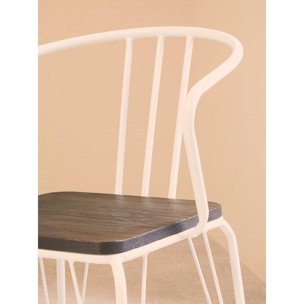 Sedia da pranzo bianca/di colore naturale in olmo massiccio District – Premier Housewares-image-3