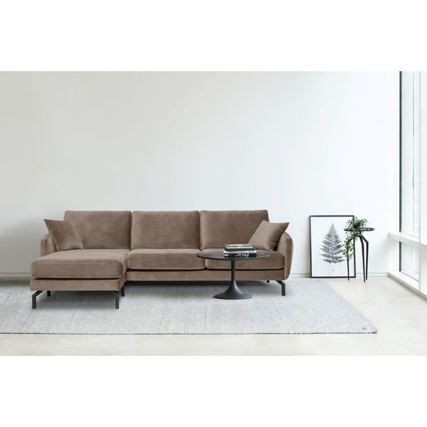 Divano angolare in velluto marrone-beige (angolo sinistro) Magic - Scandic-image-1