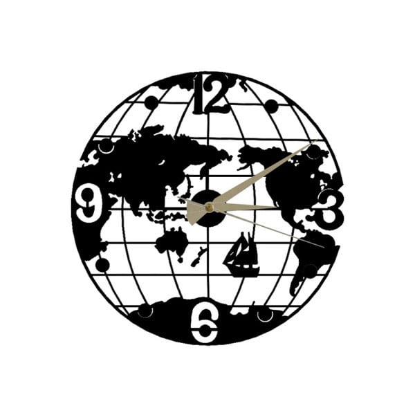 Orologio da parete nero Globe Clock, ⌀ 50 cm - Wallity