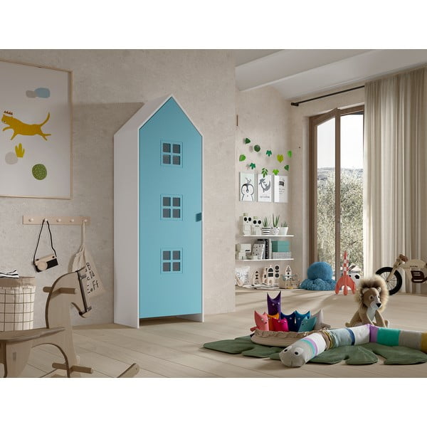 Armadio per bambini bianco/azzurro 58x172x37 cm Casami Bruges – Vipack-image-1