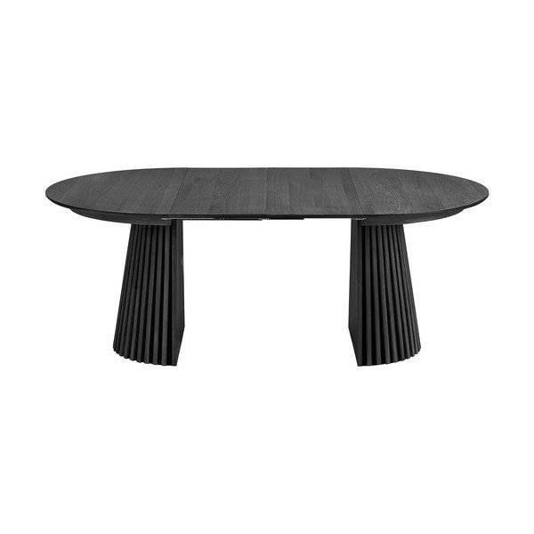 Tavolo da pranzo rotondo con piano effetto rovere allungabile con estensione ø 120 cm Osaka – House Nordic-image-2