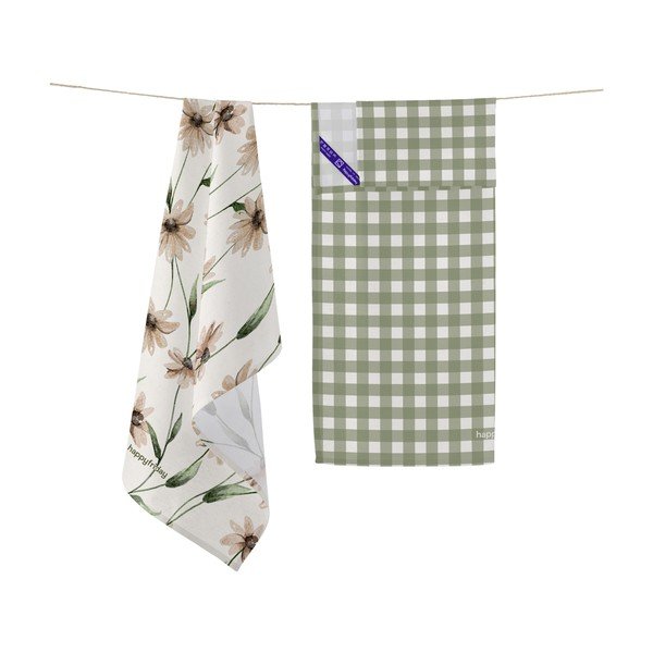 Set di 2 asciugamani in cotone 50x70 cm Tinny bloom - Happy Friday-image-3
