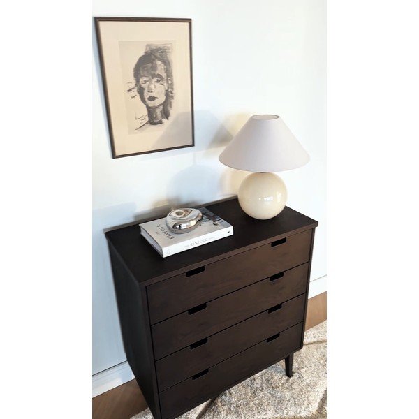 Credenza colore naturale scuro in rovere massiccio 75x85x38 cm Garrison – Rowico-image-1