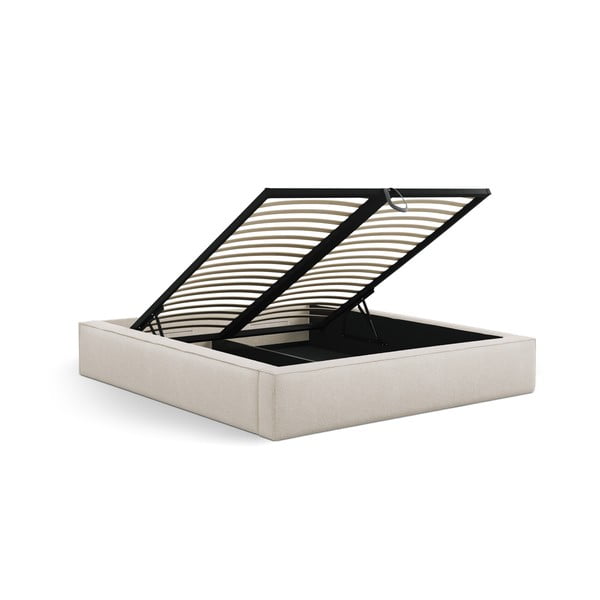 Letto matrimoniale imbottito color crema con contenitore e rete inclusi 160x200 cm Simon – Micadoni -image-3