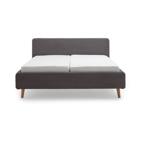 Letto matrimoniale imbottito grigio scuro con contenitore con rete inclusa 160x200 cm Mattis Cord – Meise Möbel-image-2