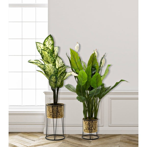 Set di 2 portavasi in oro, altezza 40 cm Leavy - Mauro Ferretti-image-1